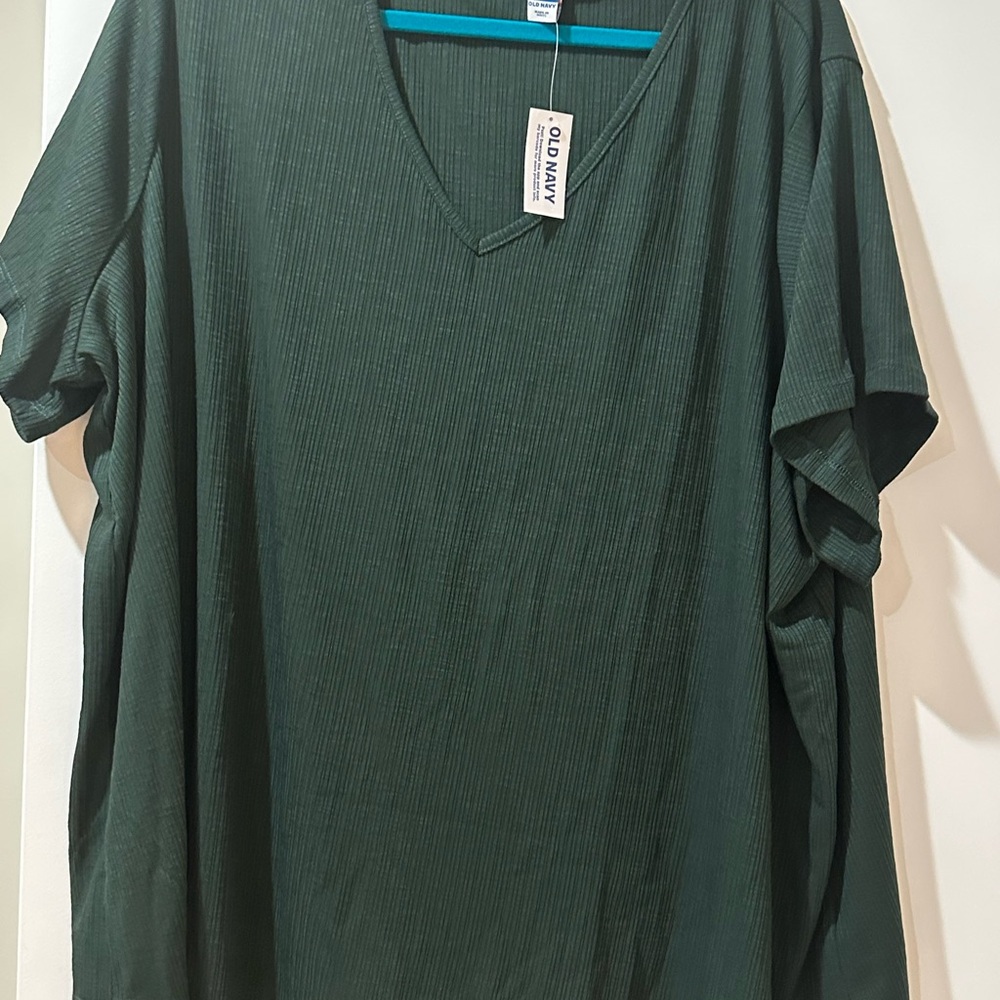 Old Navy Women's Dark Green V-Neck Tee